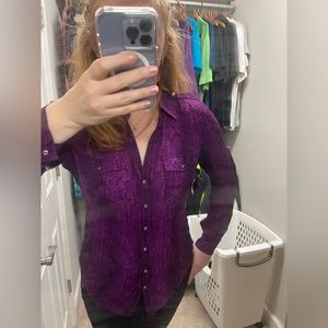 White House Black Market Silk Button Up Long Sleeve